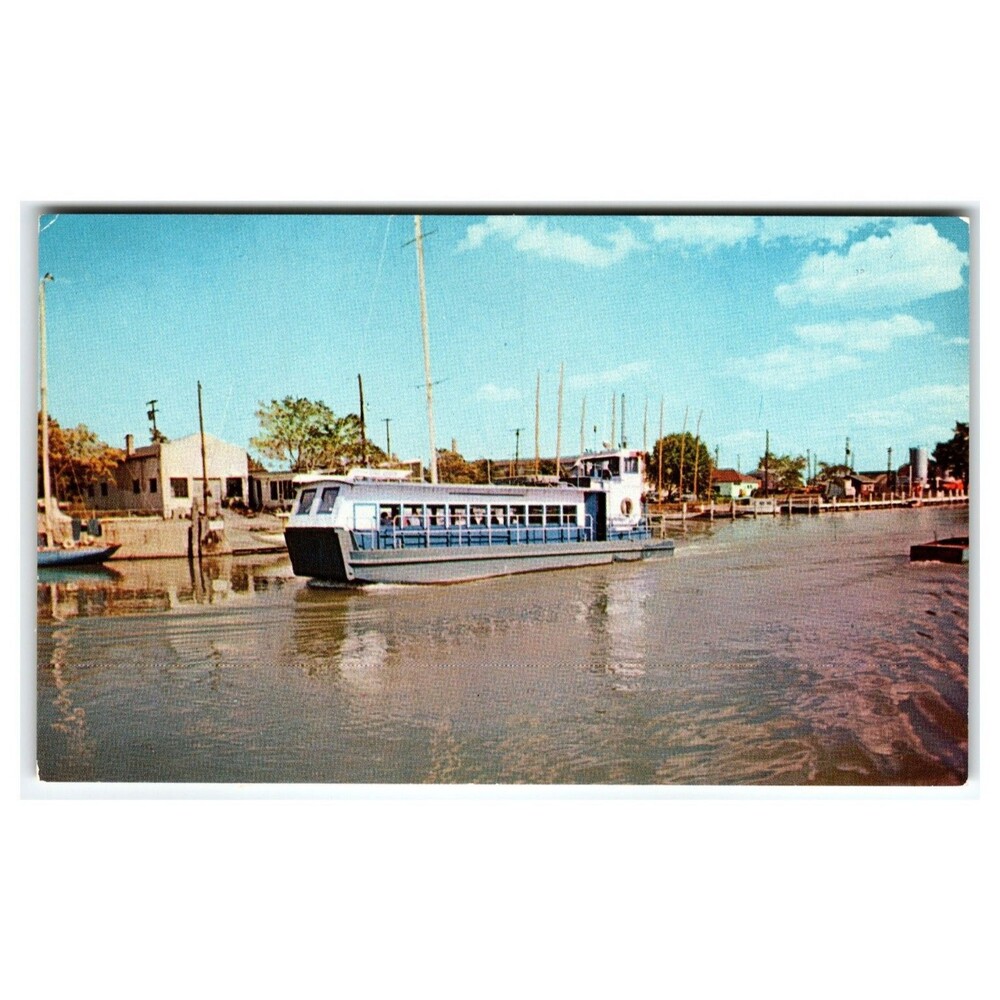 Port Huron Michigan Black River "City of Port Huron" Ferry Plastichrome Postcard